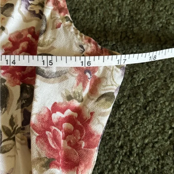 Vintage 90s Sz M Impressions of California Floral Button Down V-Neck Midi Dress - Picture 5 of 9